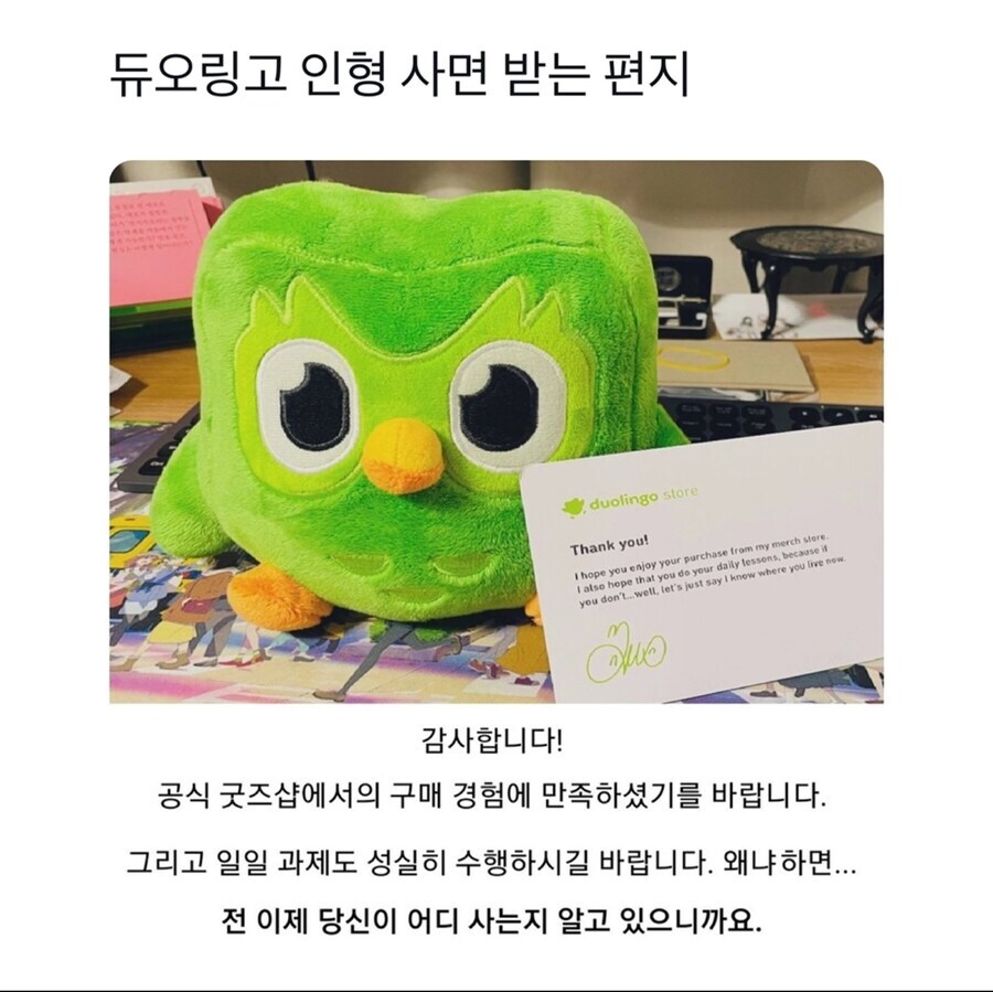 듀오링고 인형 사면 받는 편지.jpg_1.jpg