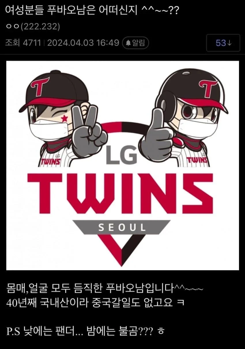 영포티밈 초창기에 나왔던 레전드 밈이 푸바오남이었는데_1.webp