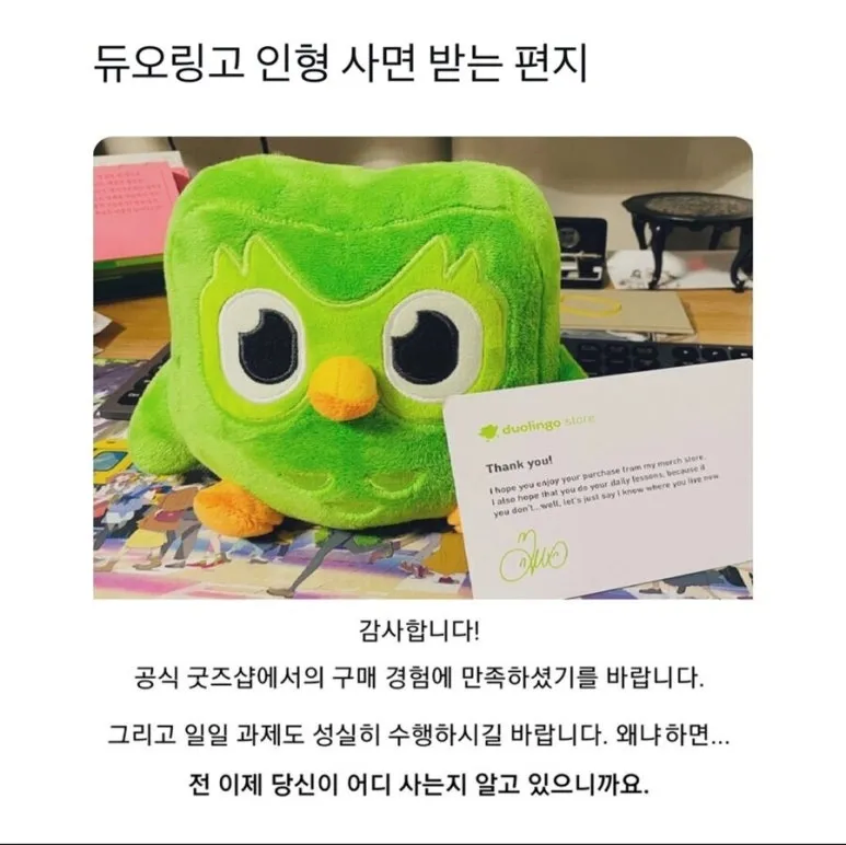 듀오링고 인형 사면 받는 편지_1.webp