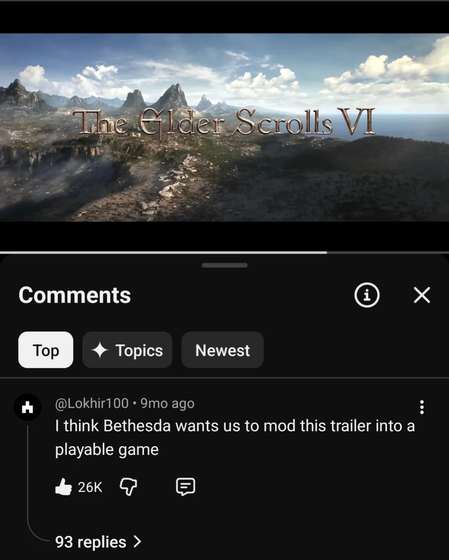 엘더스크롤 6 발표후 7년이 지난뒤 뭔가 깨달은 유튜브 댓글_1.webp