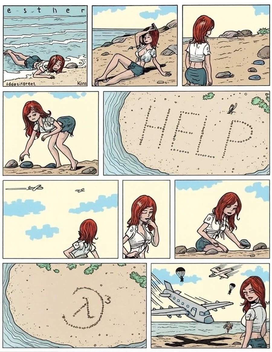 조난당해서 구초요청하는 여자_1.webp