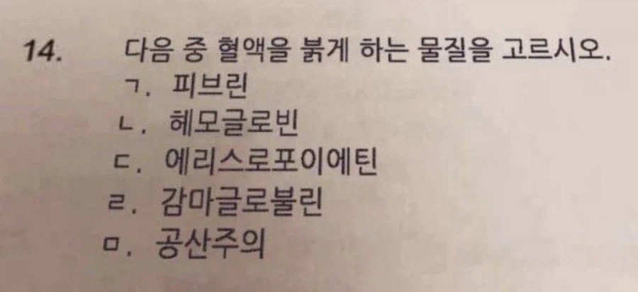 혈액을 붉게하는 것을 고르시오_1.webp