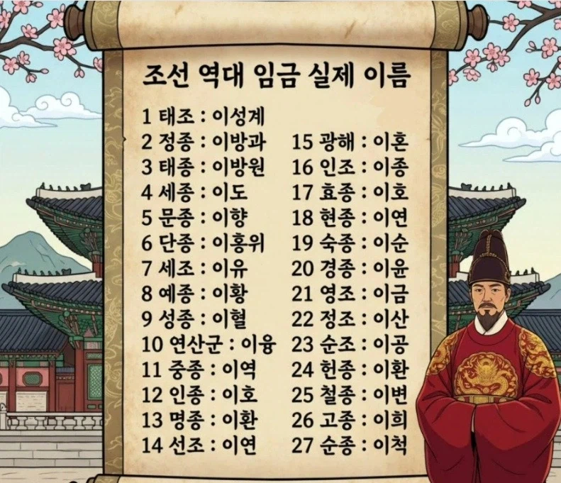 조선 역대 임금의 실제 이름..!_1.webp
