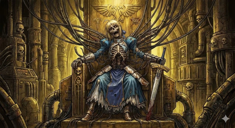 워해머,페이트)황금옥좌에 앉은 세이버를 만들어달라고 했는데_1.webp