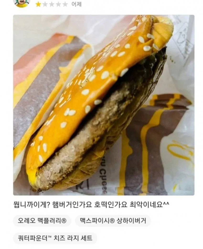 평점 1점 받은 맥도날드 햄버거.jpg_1.webp
