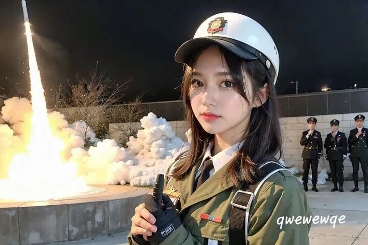 AI야 미사일에서 폼 잡는 북한 여자 그려줘_1.webp