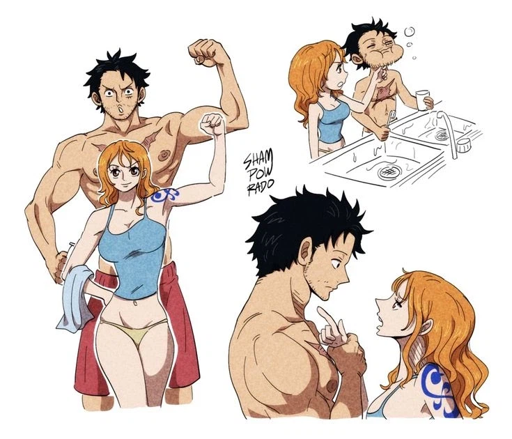 원피스 팬아트) 중년부부 몽키 D. 루피 & 나미_2.webp