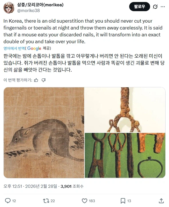 한국의 쥐와 손톱 미신을 본 외국인들 반응_1.webp
