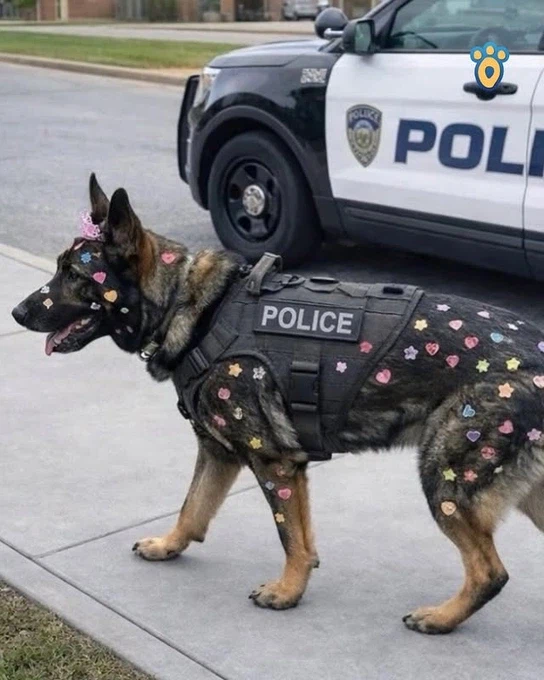 유치원 체험행사에 갔다가 꾸밈당한 경찰견_2.webp