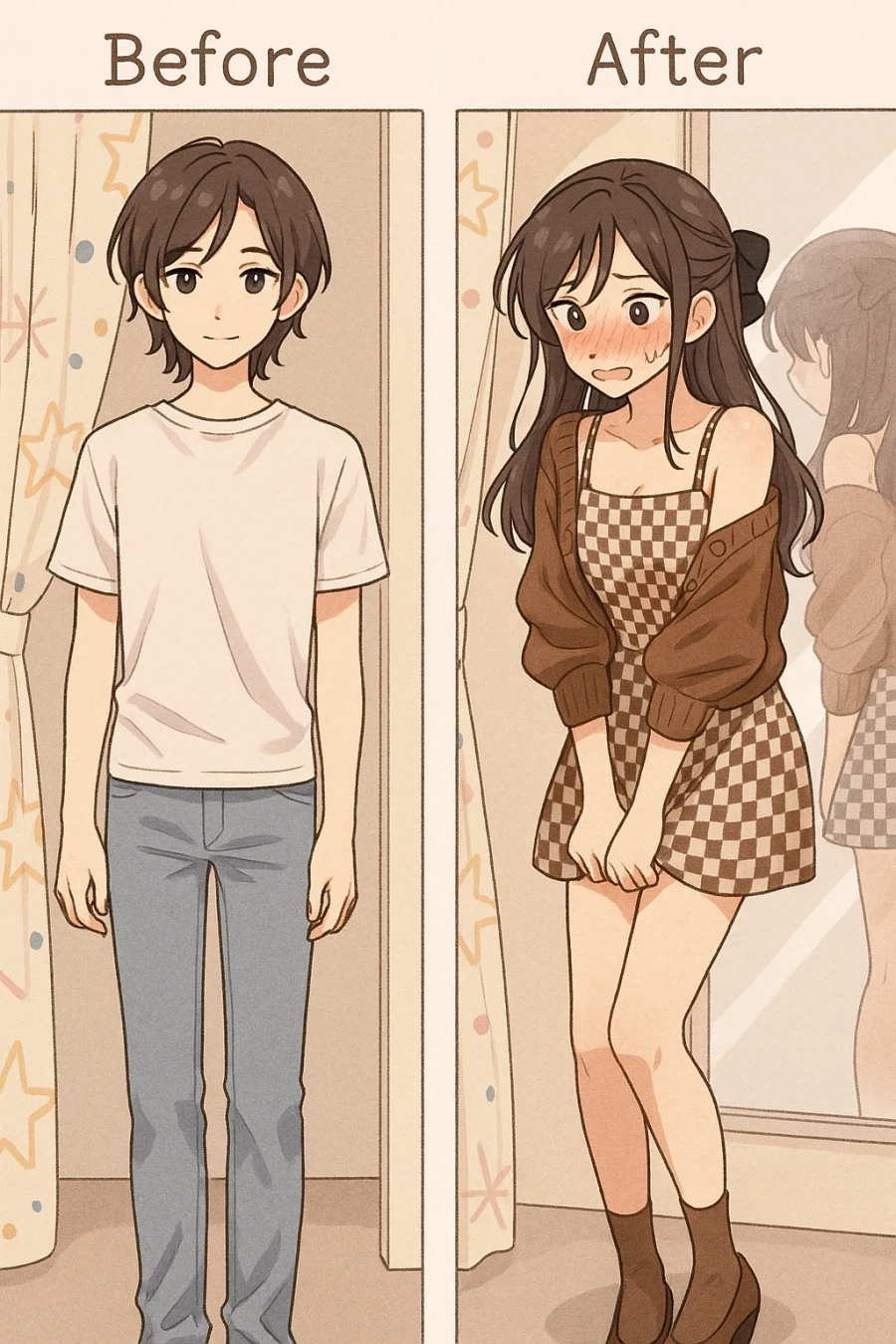 AI) 여장을 하면 자연스럽게 포즈도 여성스럽게 변하는 남자들_6.webp