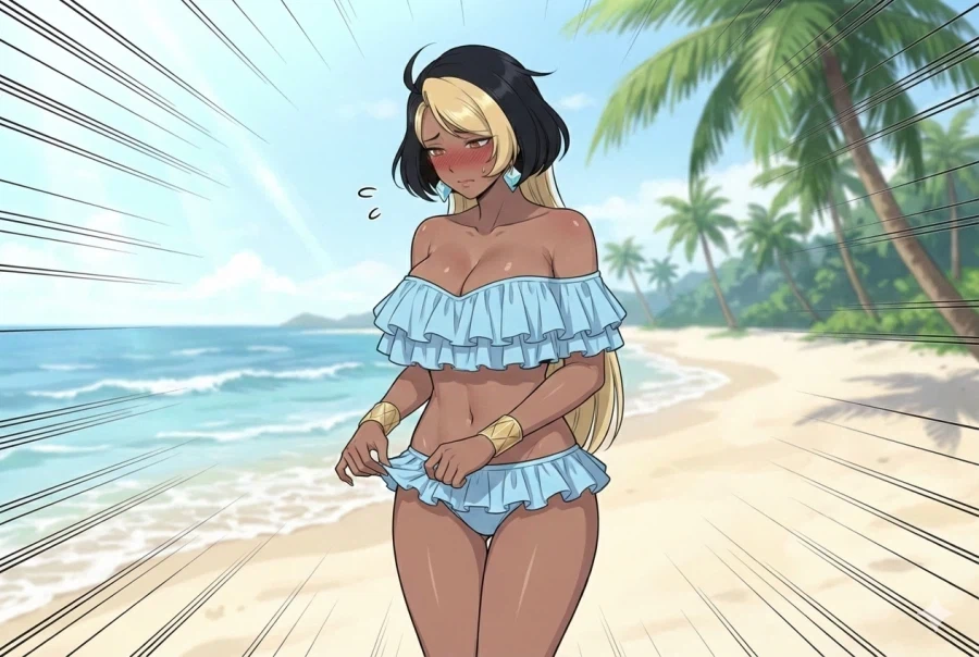 옵치)하늘하늘한 수영복을 입은 두쫀쿠 아줌마_1.webp