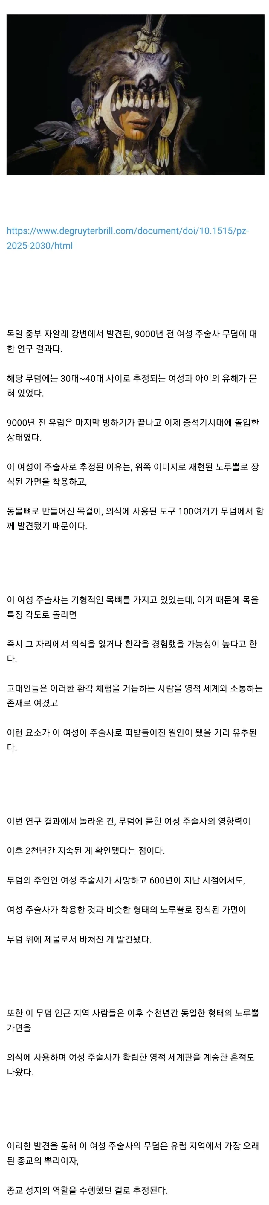 독일에서 발견된 9000년 전 주술사의 가면 재현도._1.webp