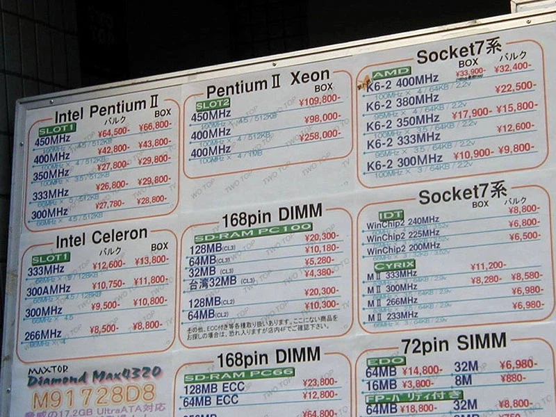 90년대 후반 어느 일본 PC 부품점 가격표_1.webp