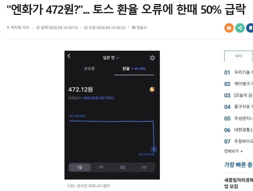 엔화 환율 순식간에 500원 붕괴_1.webp