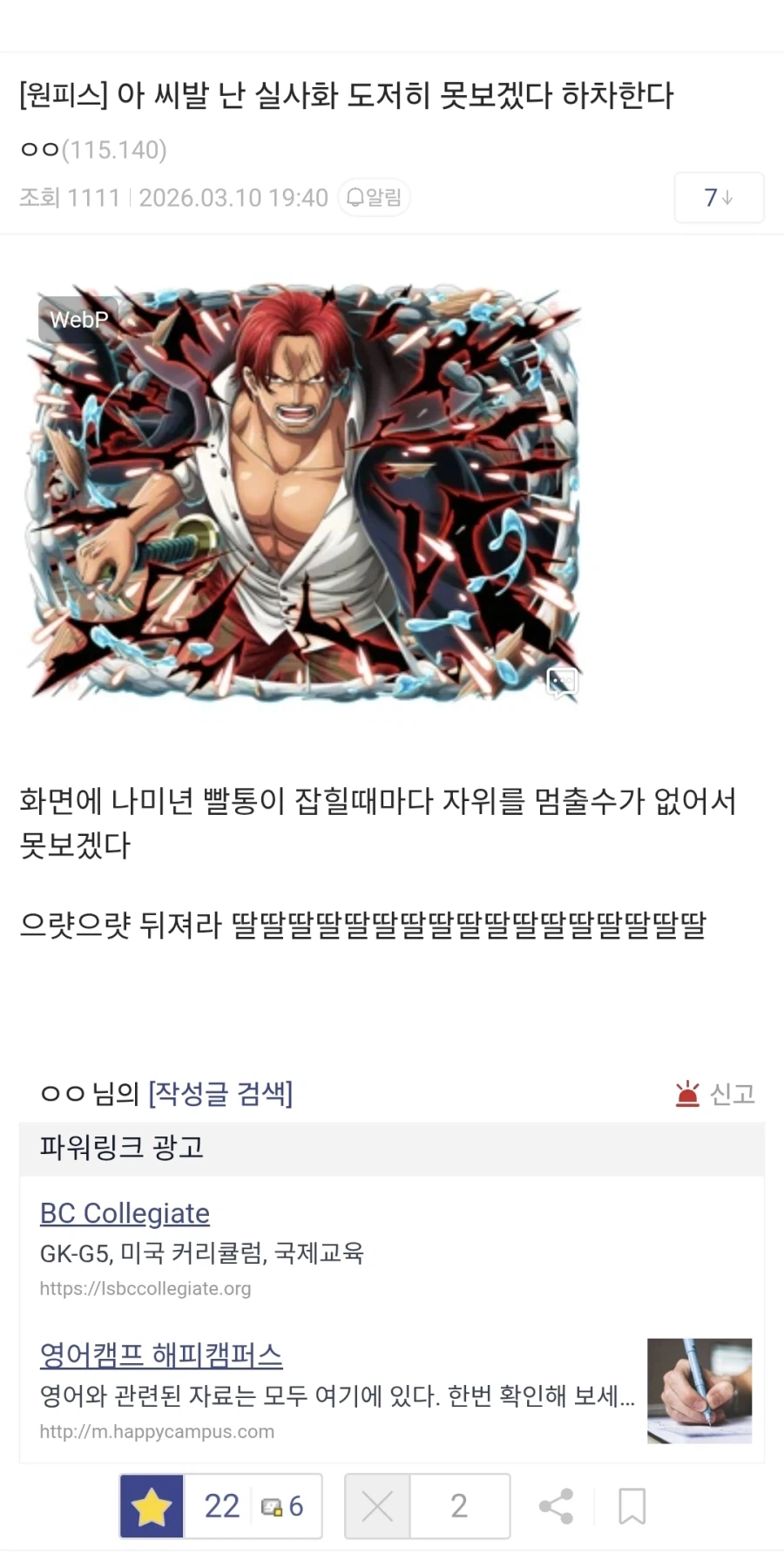 원피스 실사화 도저히 못 봐주겠다고 하차를 선언한 원버갤러_1.webp