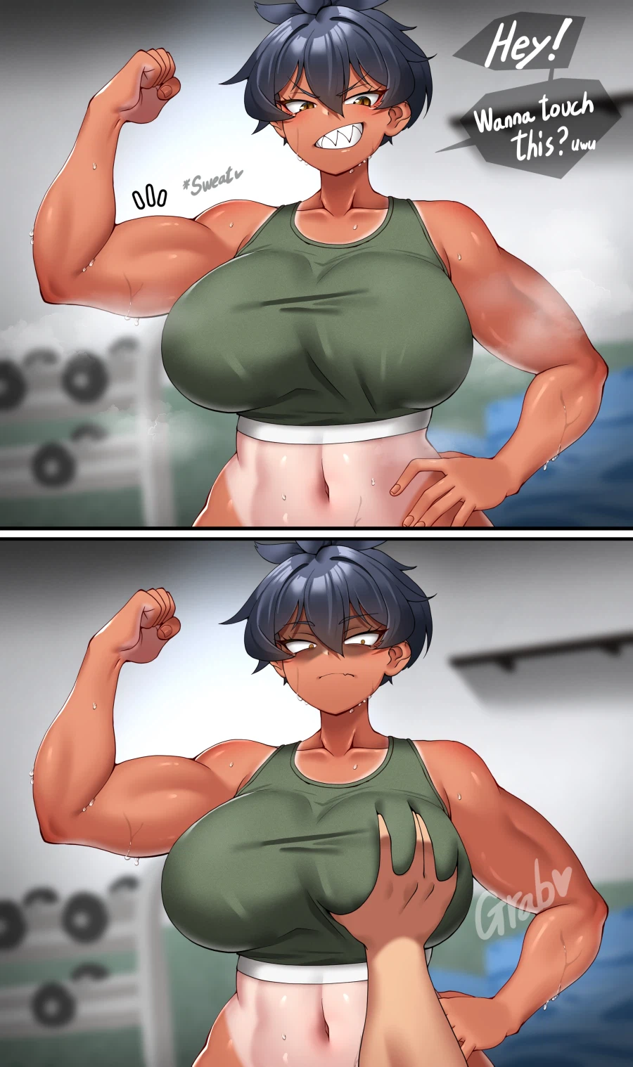 근육을 만지랬더니 찌찌를 만졌다_1.webp