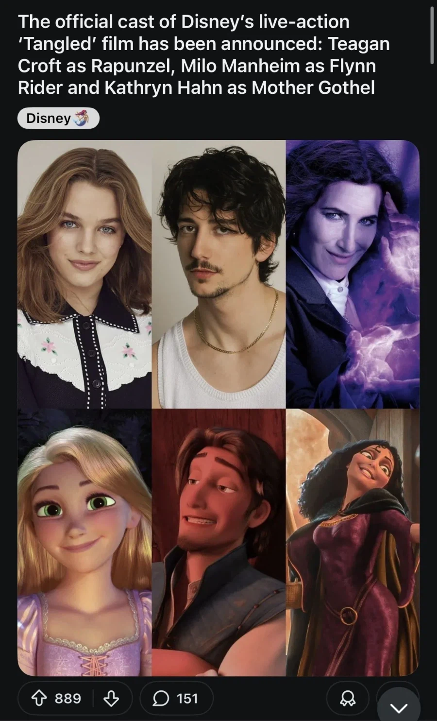 오피셜 확정된 라푼젤 실사 주연 캐스트_1.webp