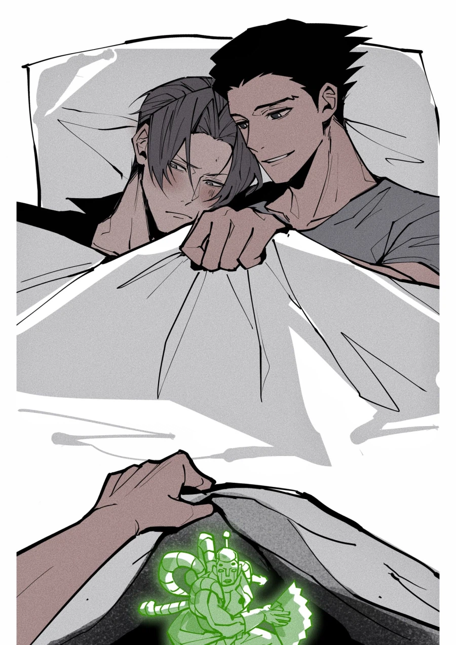 나루호도와 미츠루기가 한침대에서_1.webp