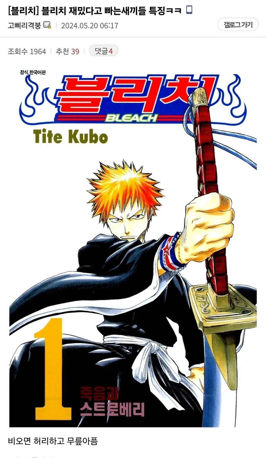 블리치 재밌다고 빠는새끼들 특징ㅋㅋ_1.webp