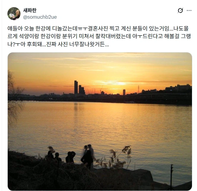 한강에서 웨딩촬영하는 사진을 찍었는데 분위기 미침.jpg_1.webp