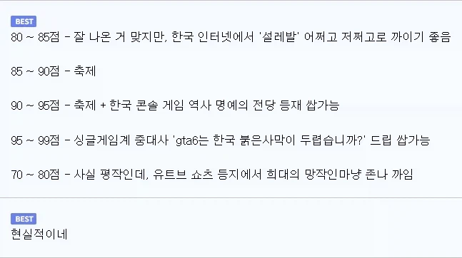 붉은사막 점수별로 나올 반응_1.webp