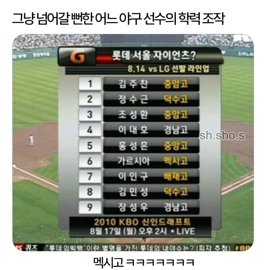 그냥 넘어갈 뻔한 어느 야구선수의 학력조작_1.webp