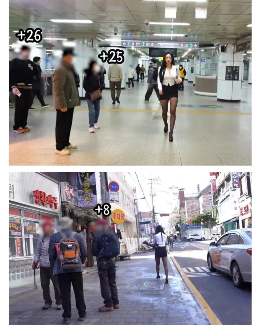 사람들이 얼마나 쳐다보는지 실험한 여성_2.webp