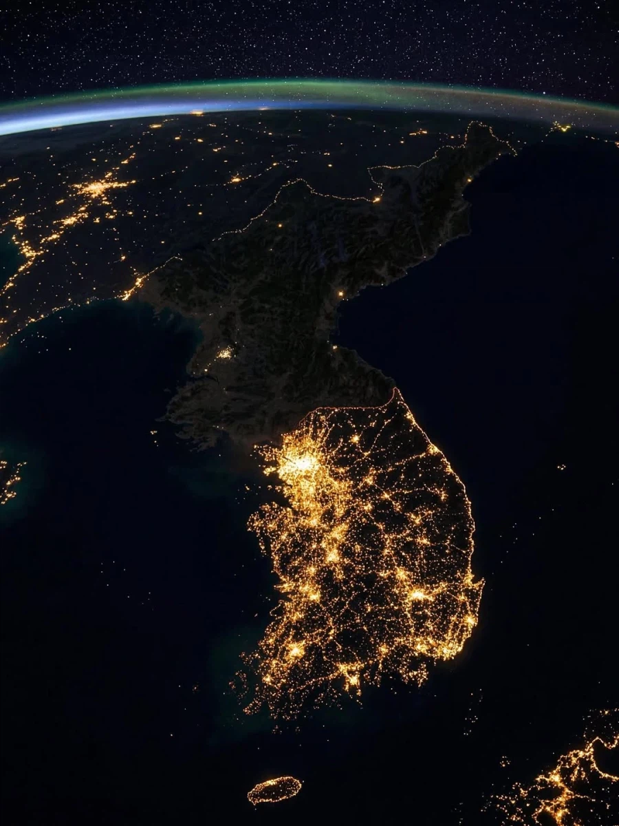 하늘에서 본 북한의 야경..._2.webp