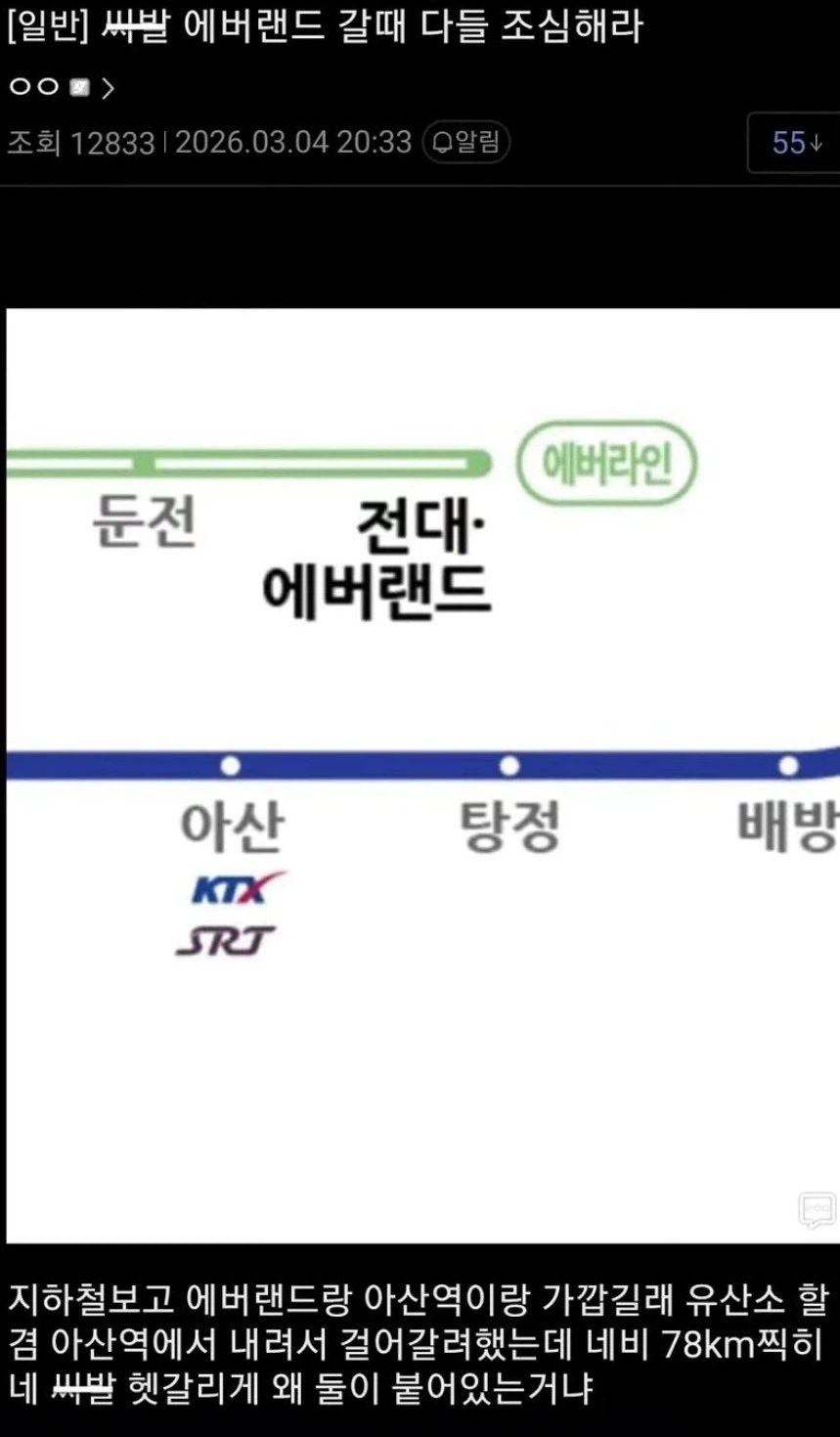 아산역에 내려서 에버랜드를 가려 한 디시인_1.webp