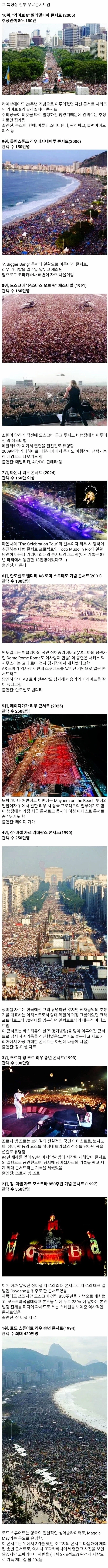 콘서트 관객수 순위 역대 TOP 10_1.webp