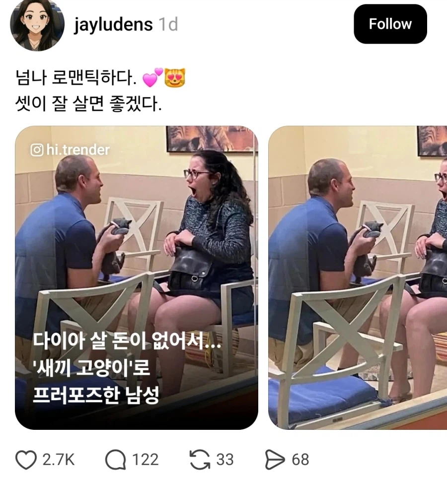 다이아 살 돈이 없어서 고양이로 프로포즈_1.webp