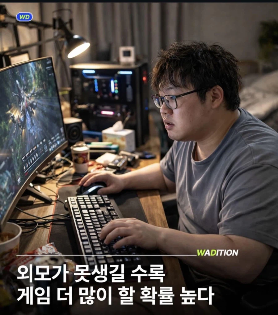 외모가 못생길 수록 게임 더 많이 할 확률 높다_1.webp