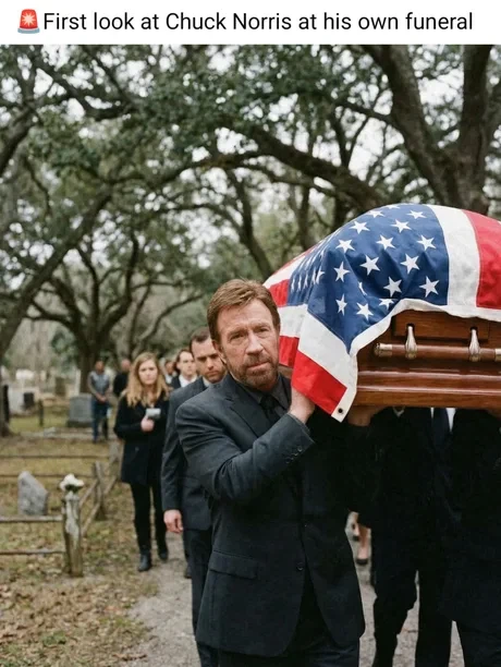 첫 공개된 자신의 장례식에 참가한 척노리스 사진_1.webp