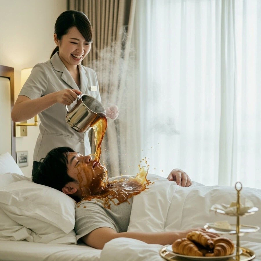 호텔에 모닝커피를 룸서비스로 주문했다.._1.webp