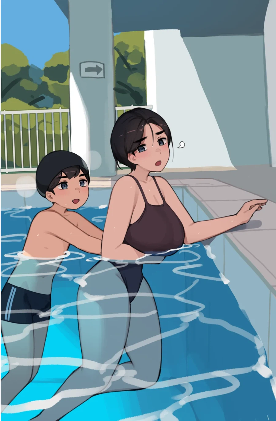 아들에게 수영가르치는 다정한 엄마_4.webp