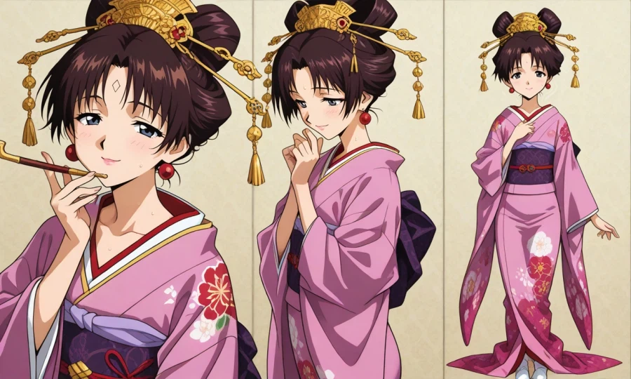 AI) 기생이 입는 기모노를 입고 여장한 에반게리온의 이카리 신지_4.webp