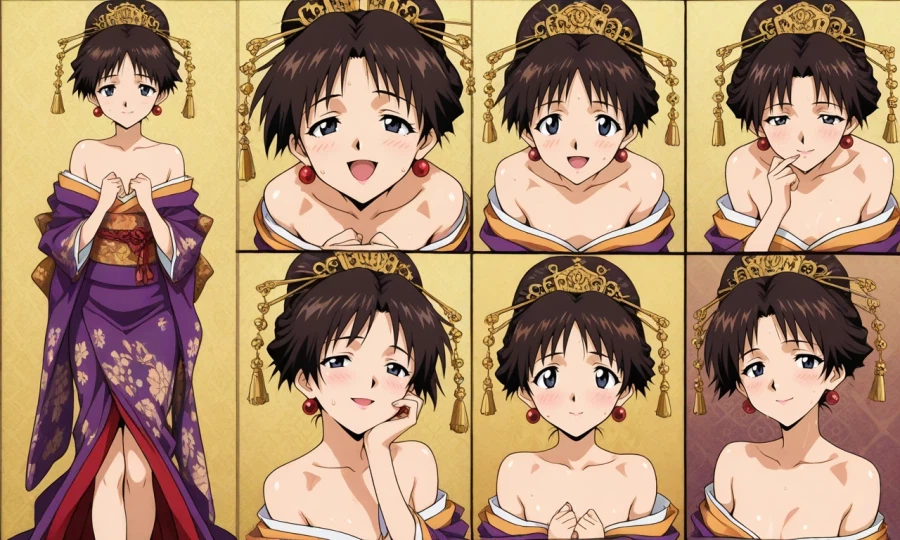 AI) 기생이 입는 기모노를 입고 여장한 에반게리온의 이카리 신지_5.webp