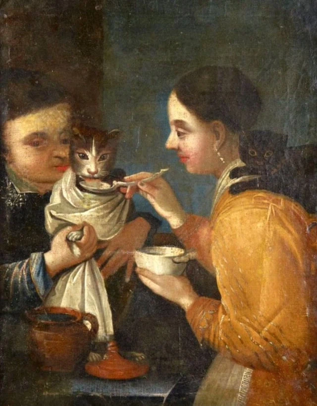 고양이 밥먹이는 중세그림._2.webp