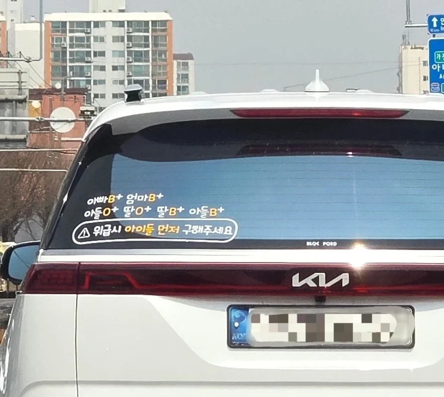 가족 혈액형 표시한 흰색 카니발_1.webp