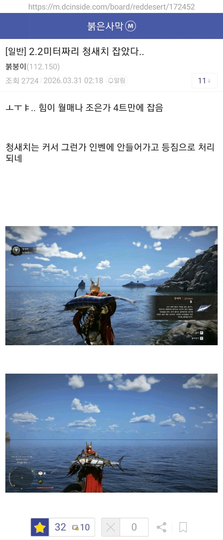 붉은사막) 또 새로 나온 2미터 짜리 청새치 낚시 특수모션_1.webp