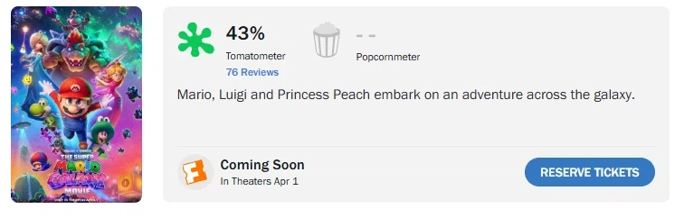 슈퍼마리오 갤럭시, 로튼토마토 43%_1.webp