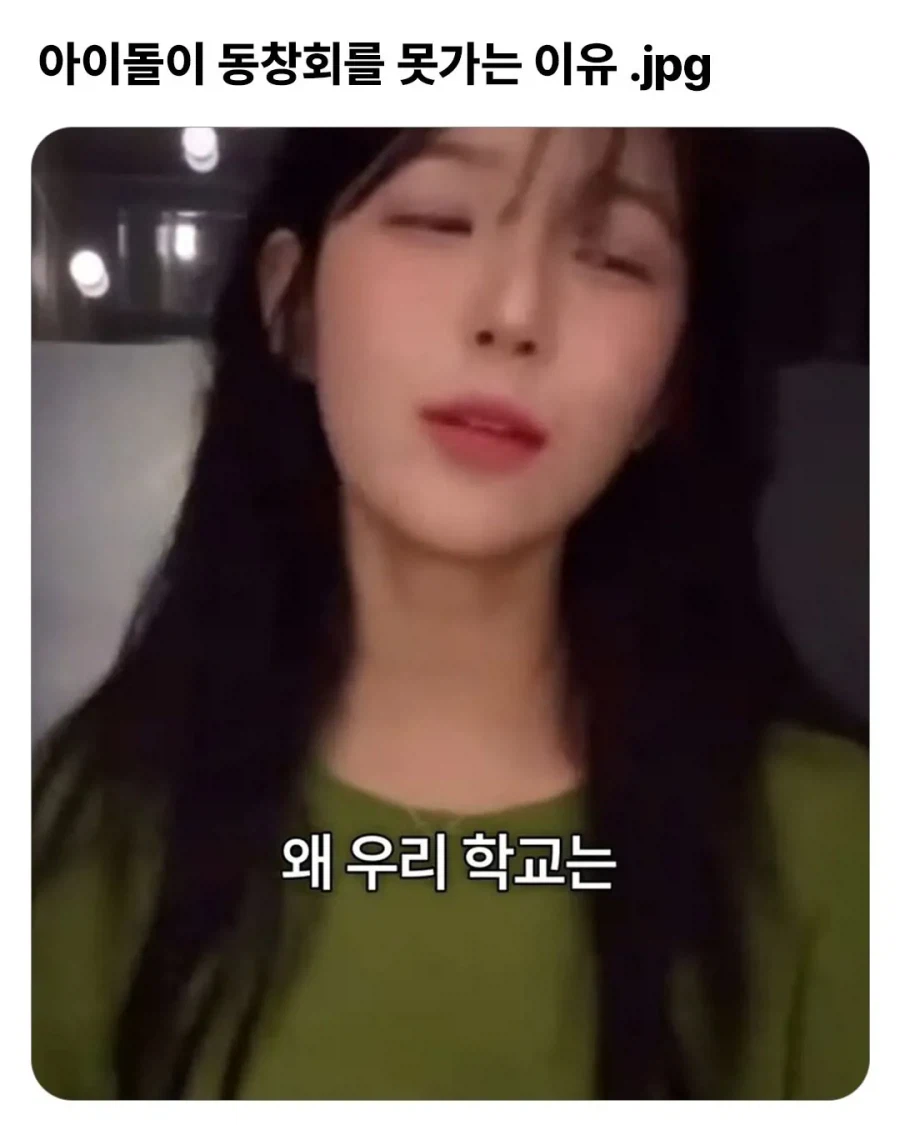 동창회 가고 싶은데 전교 회장이 안해서 친구들 못본 다는 아이돌_1.webp