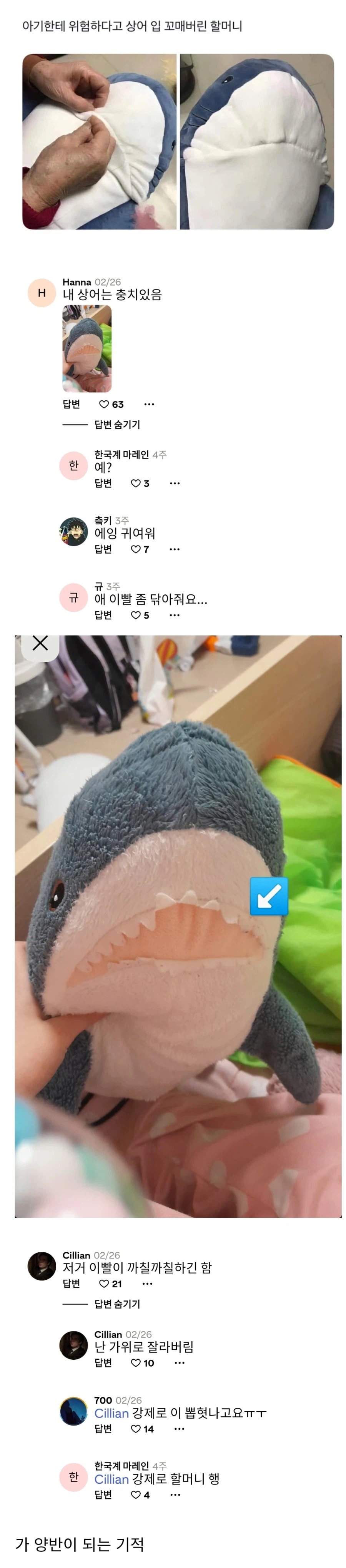 아기한테 위험하다고 상어 입 꼬메버린 할머니_1.webp