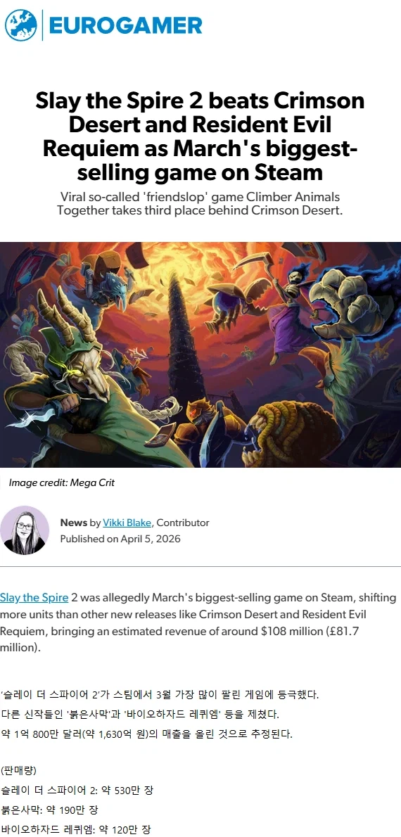 ‘슬레이 더 스파이어 2’, 스팀에서 3월 가장 많이 팔린 게임 등극_1.webp
