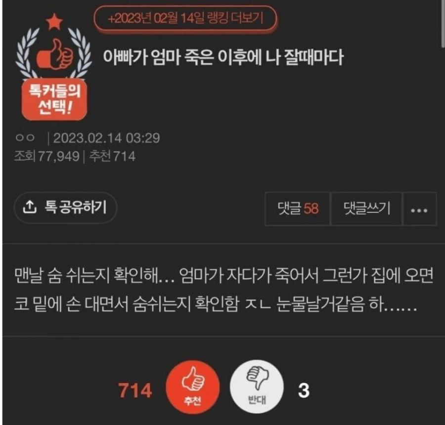 딸이 숨쉬는지 확인하는 버릇이 생긴 아빠_1.webp