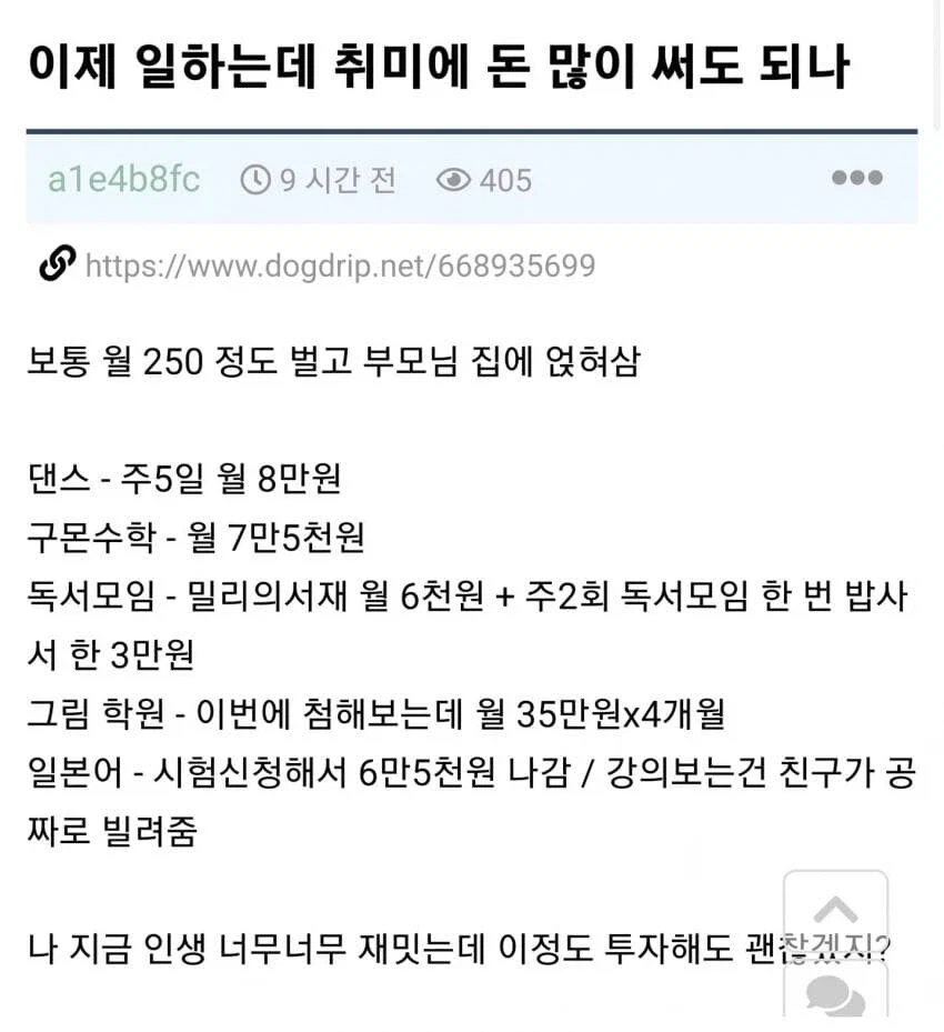 취미에 돈 많이 써서 고민된다는 사람_1.webp