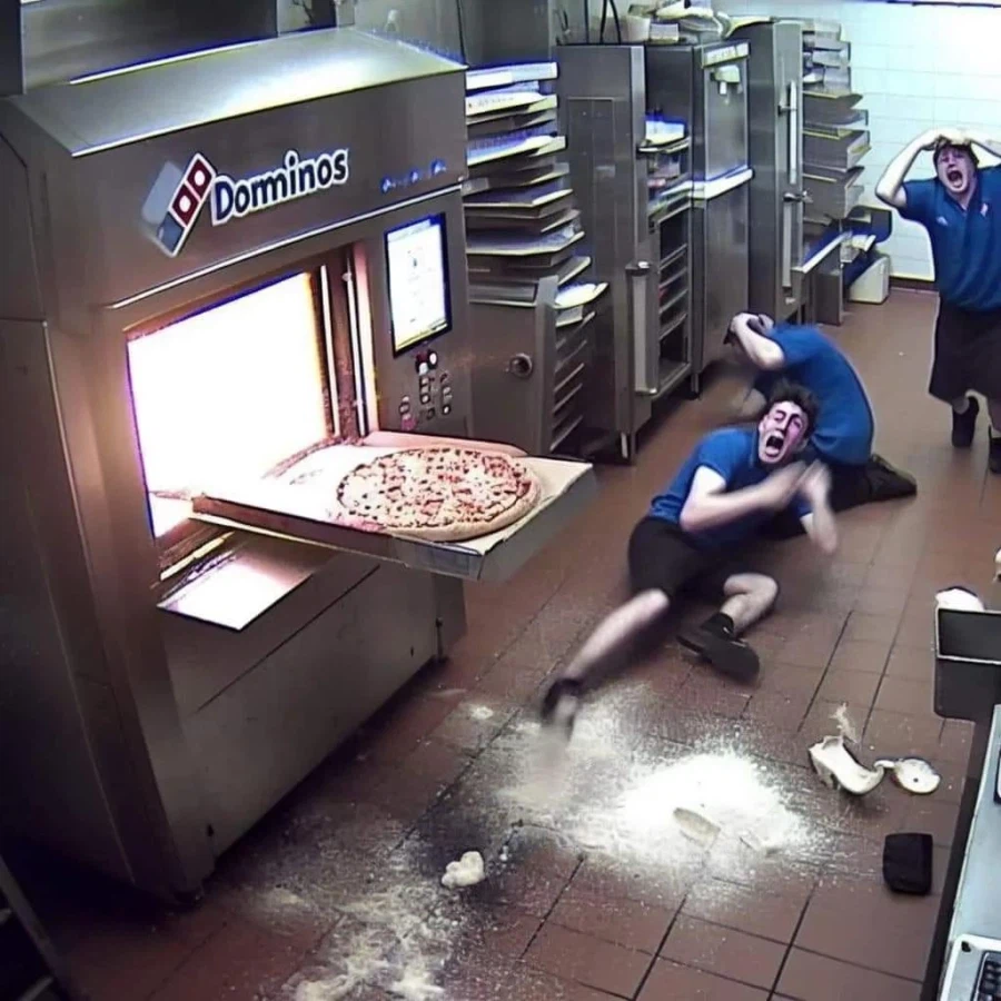 오븐에서 나오면 안 될 게 나와 놀란 도미노 직원들_1.webp