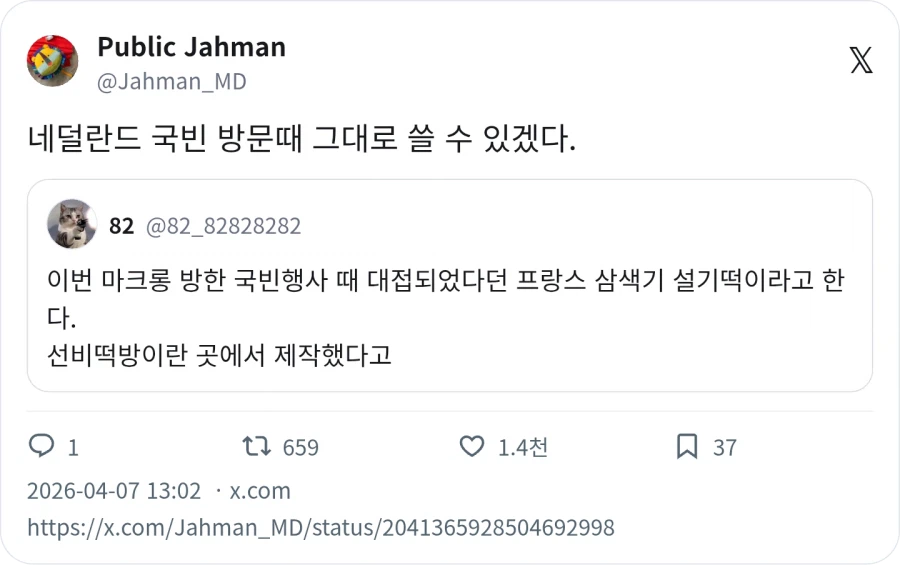 마크롱 방한 때 줬던 프랑스 삼색기 설기떡_2.webp