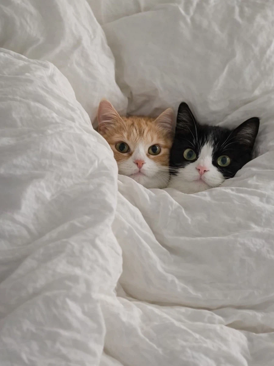 이불 덮고 잠든 고양이들..._1.webp