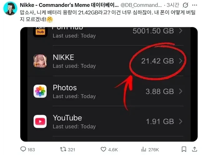 니케 용량이 너무 심하다는 유저_1.webp
